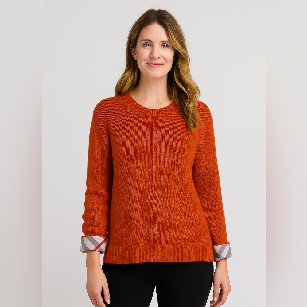 Burberry Women's Rust Orange Crew Neck Sweater